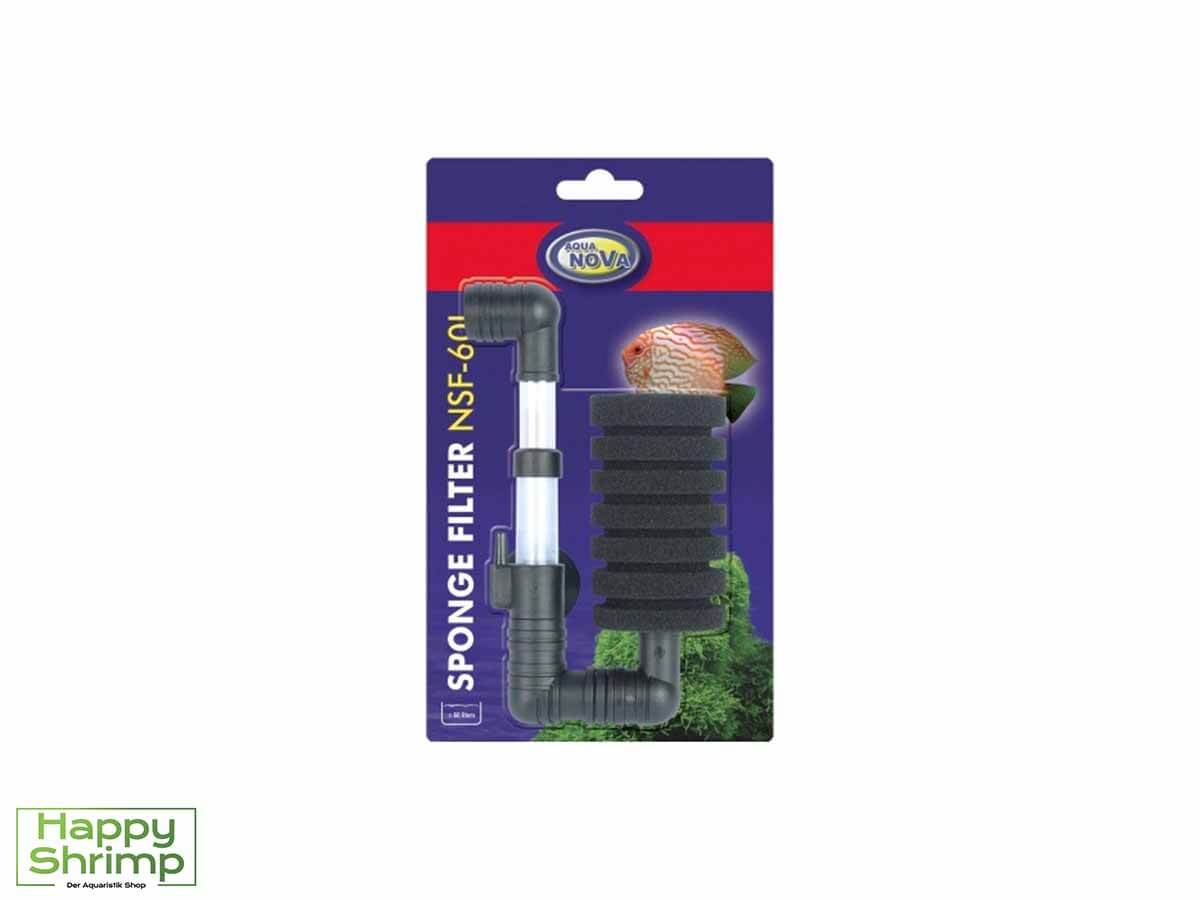 Aqua Nova Bio Schwammfilter NSF-60L Aqua Nova Bio Schwammfilter NSF-60L kann entweder mit einer Membranpumpe oder einem Innenfilter wie den Aquael Pat Mini betrieben werden.