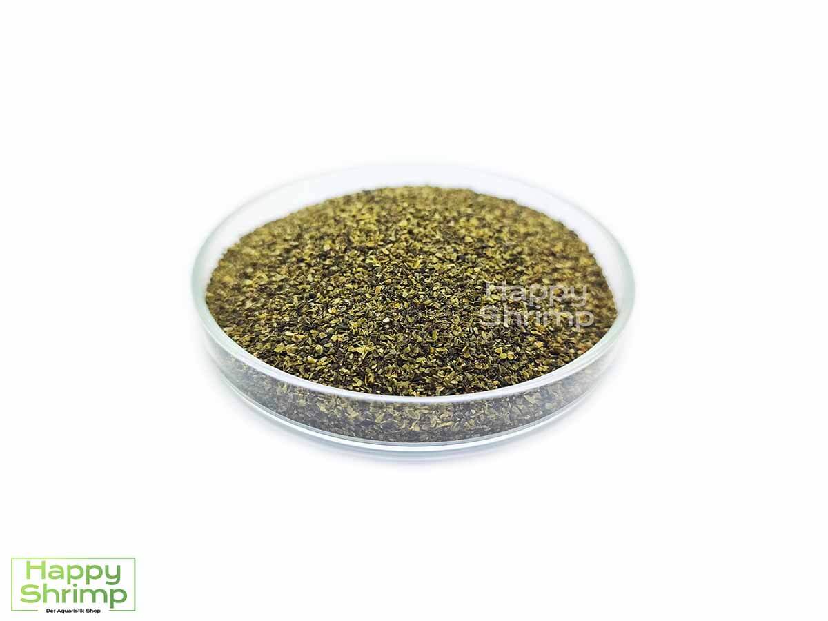 Seealgen Pulver kann optimal als Staubfutter für Garnelen in deinem Aquarium verwendet werden. Auch für Shrimp Lollies geeignet.