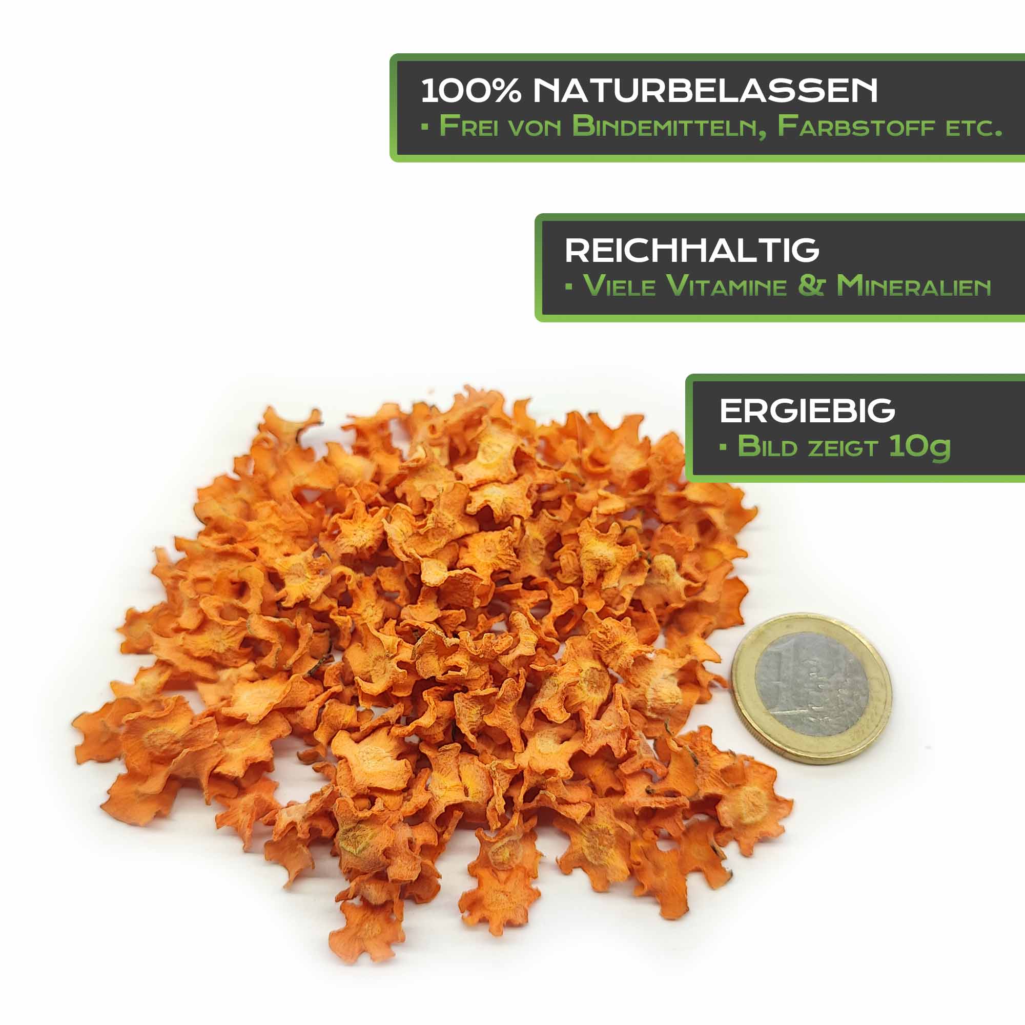 Unsere Karotten Chips werden aus hochwertigem Gemüse hergestellt. Perfekt für dein Aquarium als Futter für Garnelen, Krebse, Welse uvm.