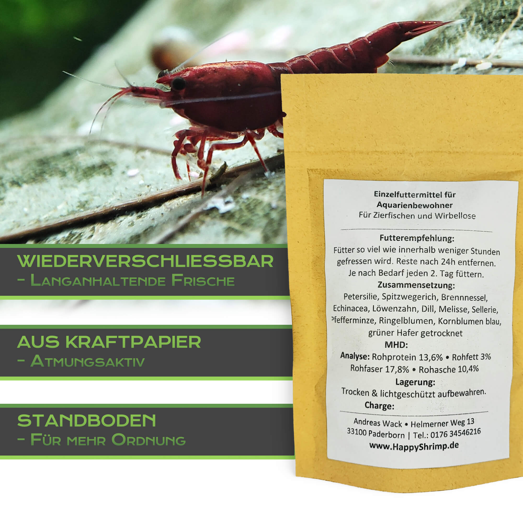 12 Kräuter Futtersticks für dein Garnelen Aquarium. Beliebt als, Garnelenfutter, Schneckenfutter, Krebsfutter oder für Welse.