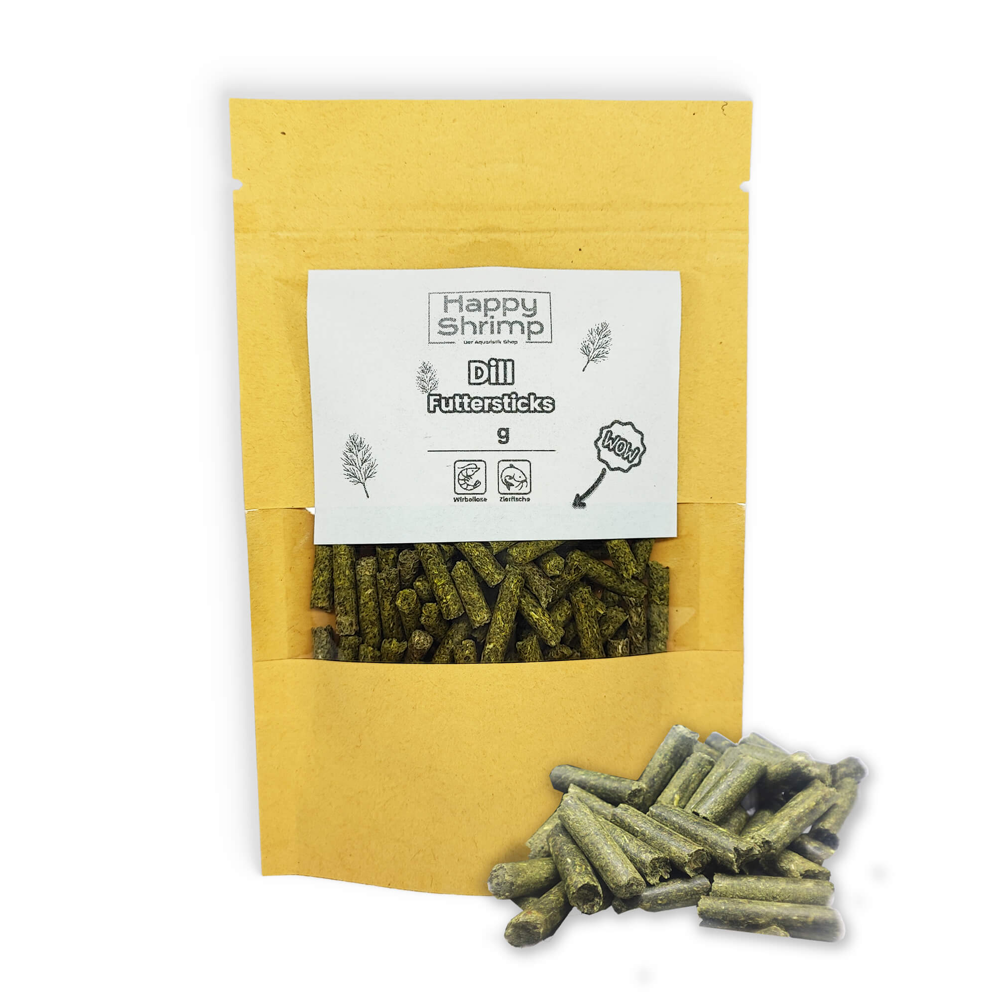 Dill Futtersticks für Garnelen, Krebse, Schnecken uvm Dill Futtersticks für dein Garnelen Aquarium. Beliebt als, Garnelenfutter, Schneckenfutter, Krebsfutter oder für Welse.