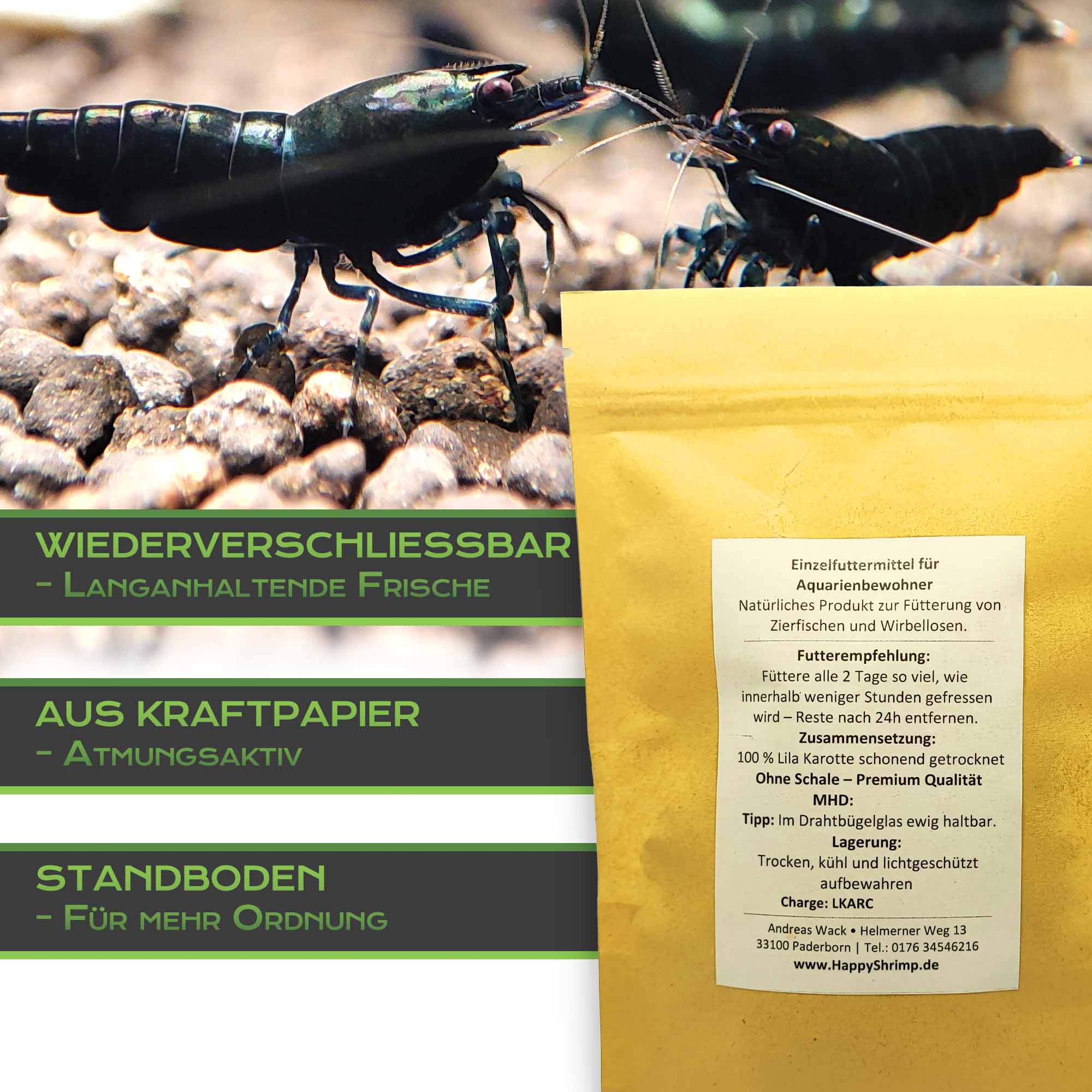 Unsere Lila Karotten Chips werden aus hochwertigem Gemüse hergestellt. Perfekt für dein Aquarium als Futter für Garnelen, Krebse, Welse uvm.