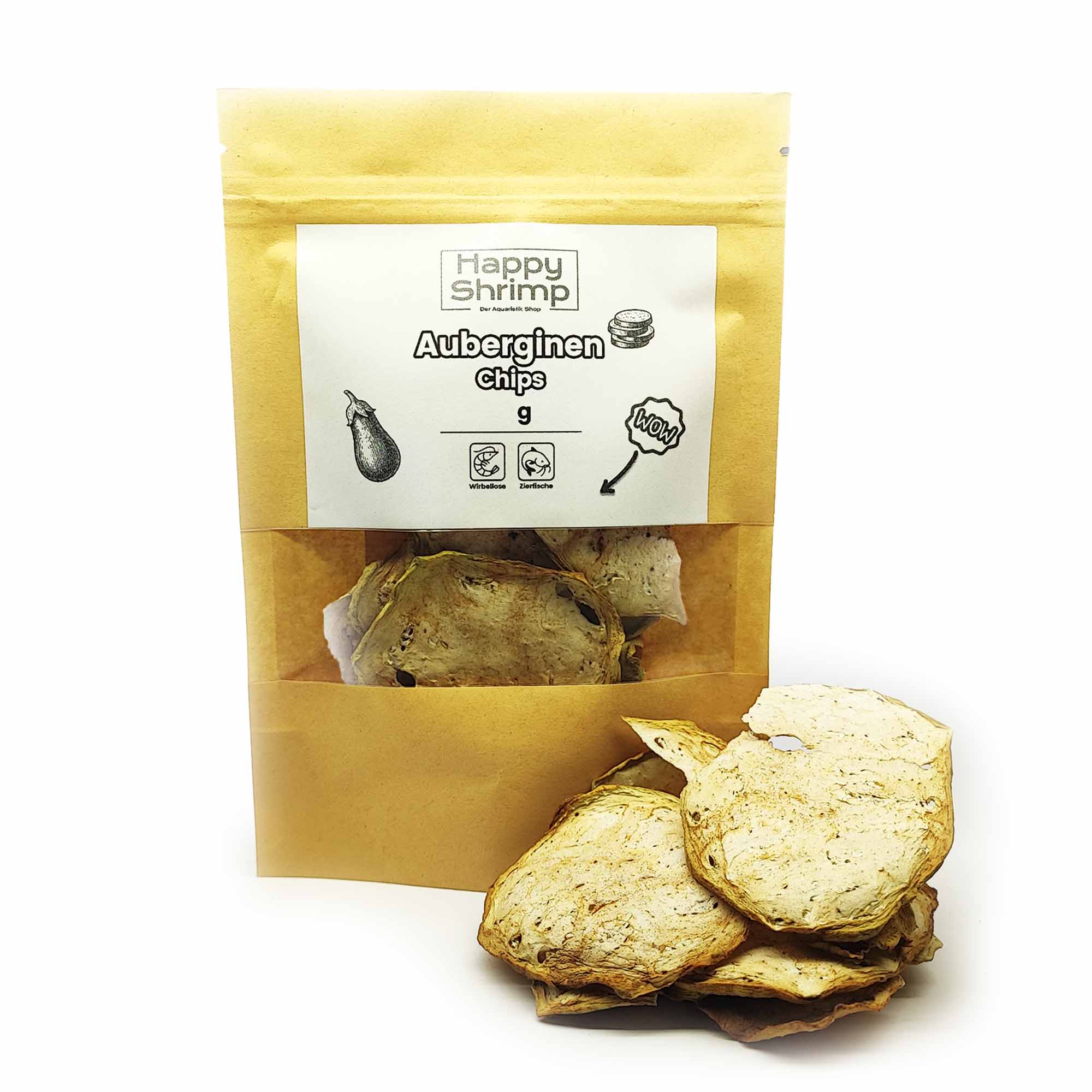 Auberginen Chips eignen sich optimal als Futter für Garnelen, Schnecken, Krebse und Schnecken